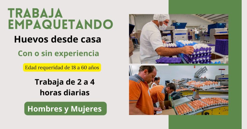 Se solicita personas para Empacar Huevos desde casa.